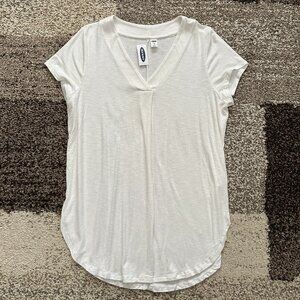 OLD NAVY (M) White Calla Lily Loose Fit Luxe V-Neck Tunic Tee Top Soft Basic
